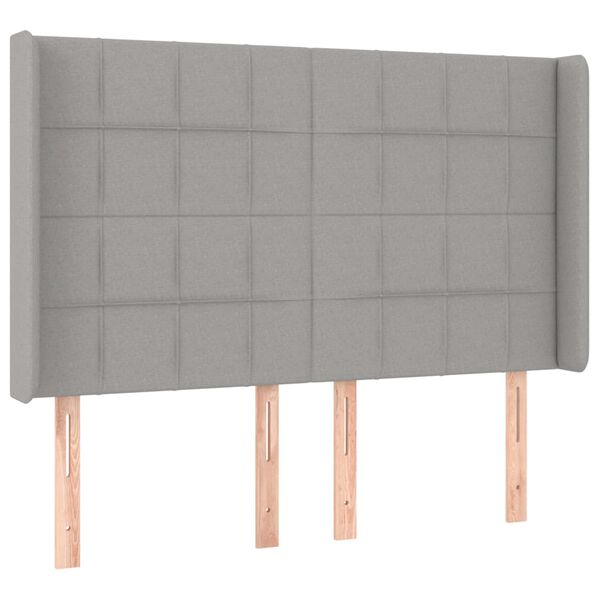 vidaXL S&auml;nggavel LED ljusgr&aring; 147x16x118/128 cm tyg