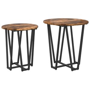 vidaXL Sidobordsset 2 pcs R&ouml;kt Ek och Svart