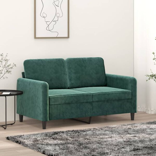 vidaXL Soffa 2-sits m&ouml;rkgr&ouml;n 120 cm sammet