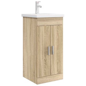 vidaXL Badrumsspegel med handfat Sonoma-ek 42 x 40 x 84,5 cm