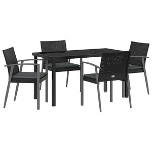 vidaXL Tr&auml;dg&aring;rdsm&ouml;belset 5 pcs Svart och Gr&aring; PE Rattan