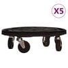 vidaXL Blomvagnar med hjul 5 st diameter 40 cm svart 275 kg