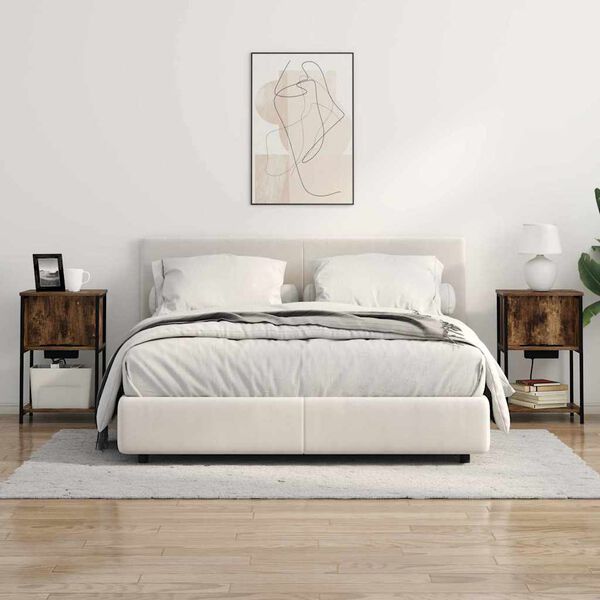 vidaXL Nattduksbord R&ouml;kt ek 38 x 31 x 61 cm Konstruerat tr&auml;