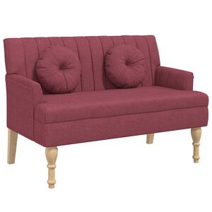 vidaXL B&auml;nk med dynor vinr&ouml;d 113x64,5x75,5 cm tyg