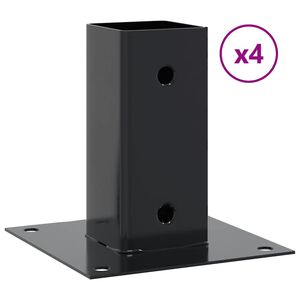 vidaXL Stolpbaser fyrkant 4 st antracit 71x71 mm pulverlackerat st&aring;l