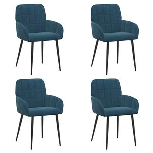 vidaXL Matstolar 4 st Sammet Bl&aring; 57 x 50 x 85 cm