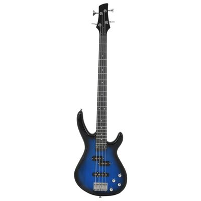 vidaXL Elektrisk basgitarr för nybörjare med väska blå&svart 4/4 46"