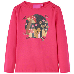 T-shirt med l&aring;nga &auml;rmar f&ouml;r barn stark rosa 104