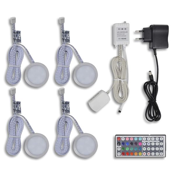 LED belysning, rund till k&ouml;kssk&aring;p 4-pack
