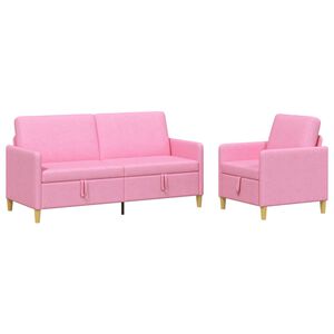 vidaXL Soffgrupp med f&ouml;rvaring 2 st Rosa Polyester
