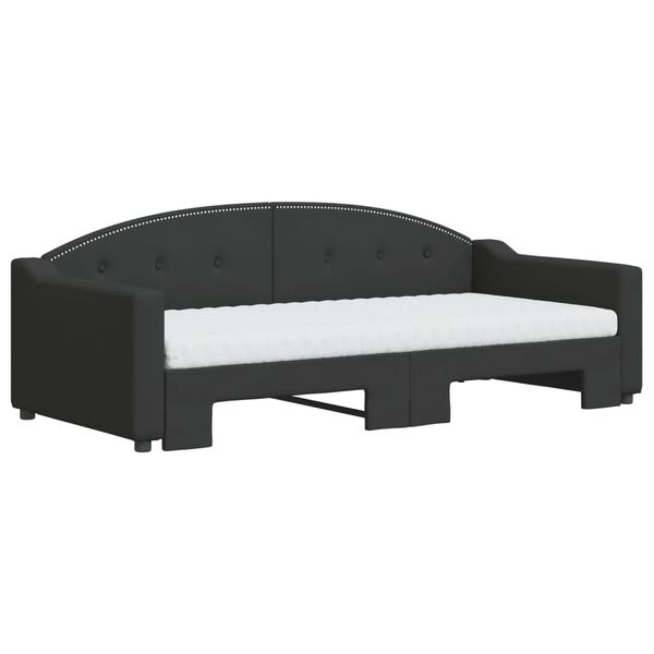 vidaXL Dagb&auml;dd med extrab&auml;dd och madrasser svart 90x190 cm tyg