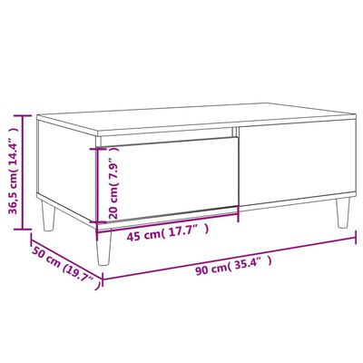 vidaXL Soffbord rökfärgad ek 90x50x36,5 cm konstruerat trä