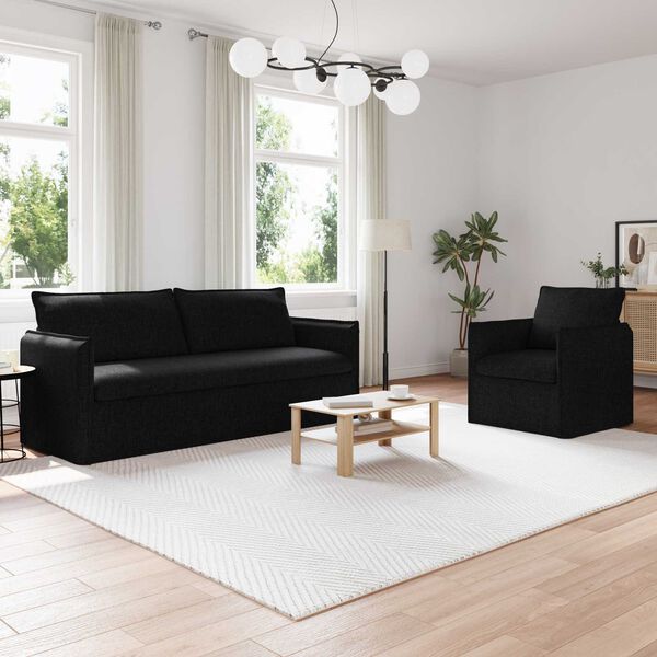 vidaXL Soffa 2 pcs Svart