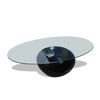 vidaXL Soffbord med oval bordsskiva i glas h&ouml;gglans svart