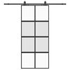 vidaXL Skjutd&ouml;rr med beslagssats svart 90x205 cm h&auml;rdat glas