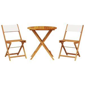vidaXL Caf&eacute;set 3 delar gr&auml;ddvit tyg och massivt tr&auml;