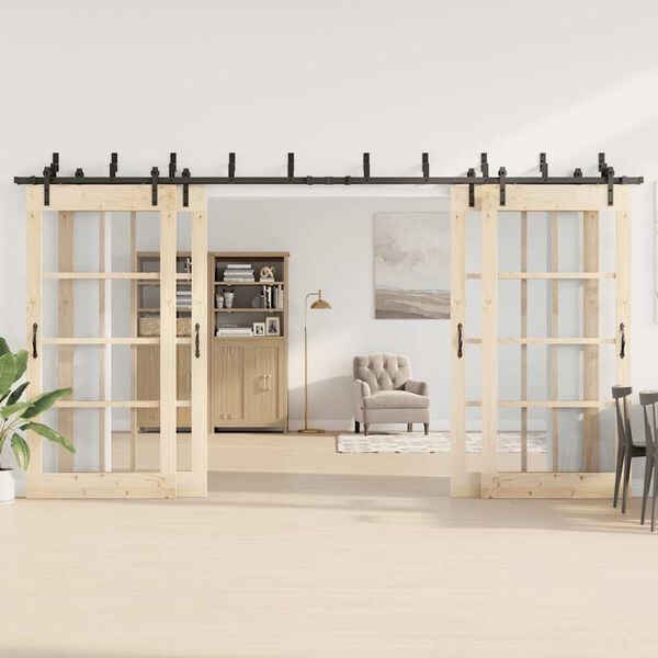 vidaXL Skjutd&ouml;rrsbeslag 427 cm st&aring;l svart