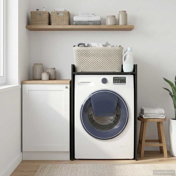 vidaXL Tv&auml;ttmaskinskabinet Svart Ek 67,5 x 48 x 97 cm Konstruerat tr&auml;