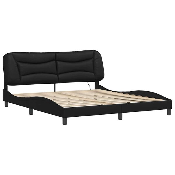 vidaXL Bed Frame with LED without Mattress "Hvar" Black 180x200 cm