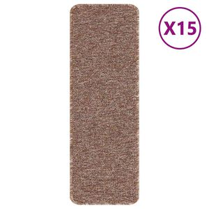 vidaXL Halkfria trappmattor 15 st 60 x 25 cm Brun PP Rektangul&auml;r