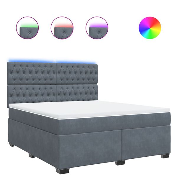 vidaXL Rams&auml;ng med madrass m&ouml;rkgr&aring; 180x200 cm sammet