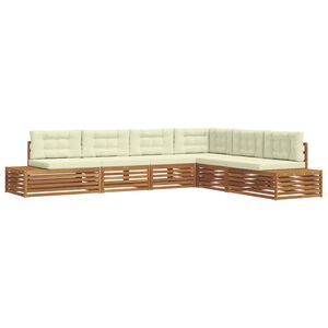 vidaXL Utomhussoffset med kudde 6 Stycke Naturlig och Gr&auml;dde