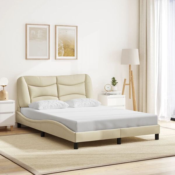 vidaXL Bed Frame without Mattress "Hvar" Cream 140x190 cm Fabric
