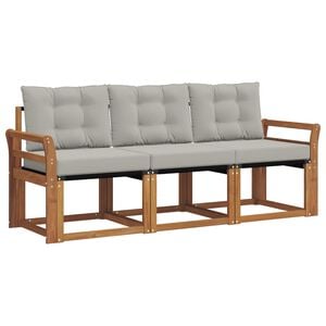 vidaXL Utomhussoffset med kudde 3 pcs Naturlig och Ljus Gr&aring;