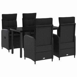 vidaXL Soffbord Set 5 pcs Svart PE rotting och pulverlackerad st&aring;l