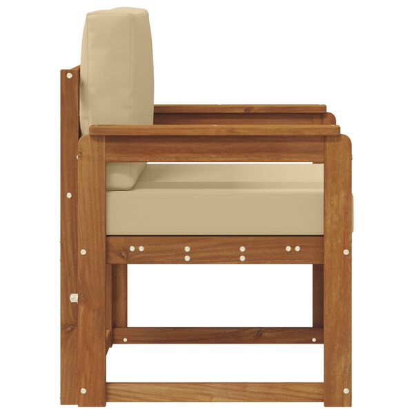 vidaXL Utomhussoffa Massivt akaciatr&auml; och polyester Naturf&auml;rg