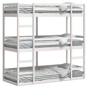 vidaXL V&aring;ningss&auml;ng 3 v&aring;ningar vit 90x200 cm massiv furu