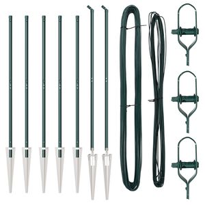 vidaXL Staketstolpar 7 pcs Grön Ø32mm 180 cm Galvaniserat stål