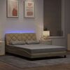vidaXL Bed Frame with LED without Mattress Cream 140x190 cm Fabric