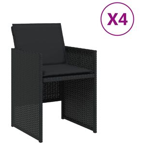vidaXL Tr&auml;dg&aring;rdsstolar med dynor 4 st svart konstrotting