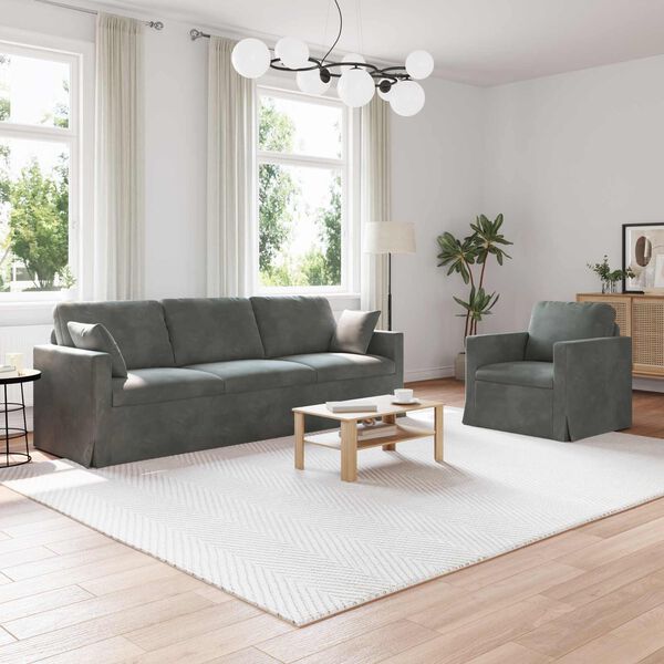 vidaXL Soffset 2 pcs M&ouml;rkgr&aring; 228 x 78 x 80 cm Sammet