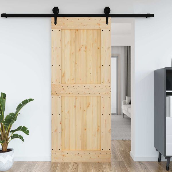 vidaXL D&ouml;rr NARVIK Naturf&auml;rg 95 x 210 cm Massiv furutr&auml;d&ouml;rr