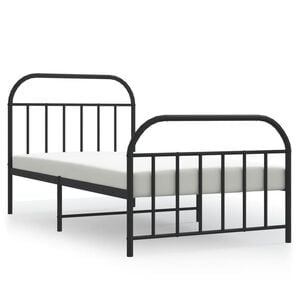 vidaXL S&auml;ngram med huvudgavel och fotgavel svart metall 107x203 cm