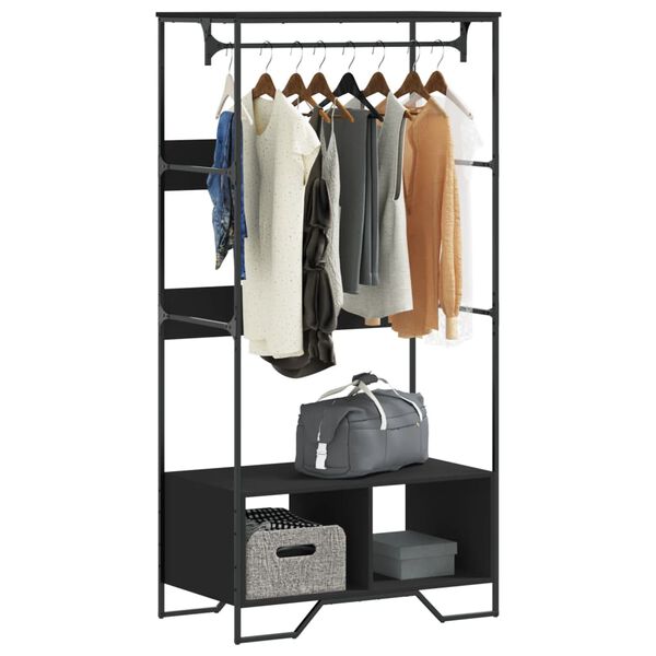 vidaXL Garderob svart 90x50x180 cm konstruerat trä