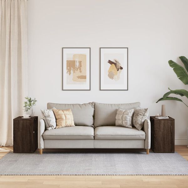 vidaXL Sidobord 2 st brun ek 50x30x50 cm konstruerat tr&auml;