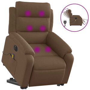 vidaXL Elektrisk massagef&aring;t&ouml;lj med uppresningshj&auml;lp brun tyg