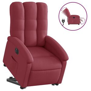 vidaXL Elektrisk reclinerf&aring;t&ouml;lj med uppresningshj&auml;lp vinr&ouml;d tyg