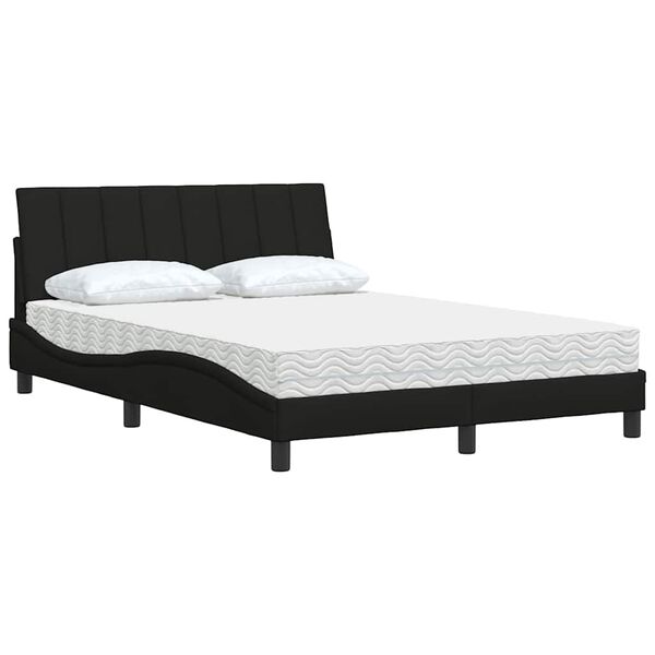 vidaXL Bed with Mattress "Hanko" Black 120x200 cm Fabric