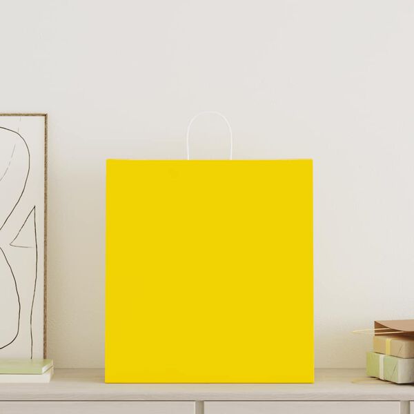 vidaXL Pappersp&aring;sar 50 st med handtag gul 45x17x48 cm