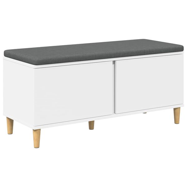 vidaXL Hallb&auml;nk med kudde med lagring med d&ouml;rr Vit 100 x 38 x 46 cm