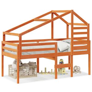 vidaXL H&ouml;g s&auml;ng med tak vaxad brun 80x200 cm massiv furu