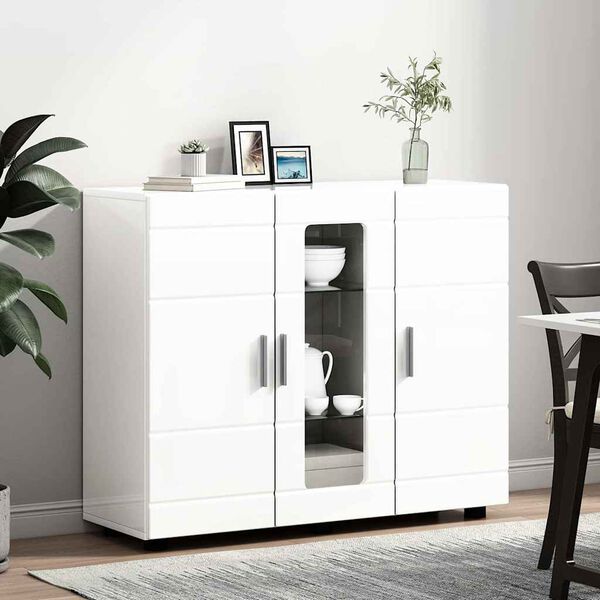 vidaXL Sideboard Vit högglans 55,5 x 29 x 100 cm Konstruerat trä