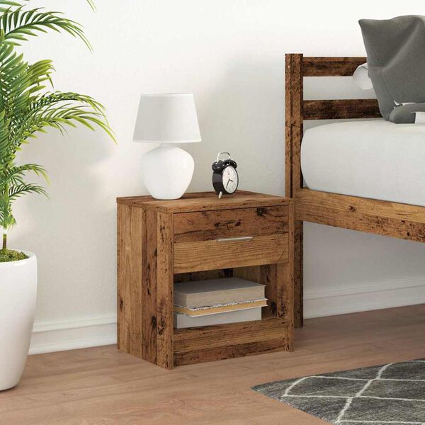 vidaXL S&auml;ngbord med l&aring;da &aring;ldrat tr&auml; 39x28x41 cm