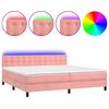 vidaXL Rams&auml;ng med madrass & LED rosa 200x200 cm sammet