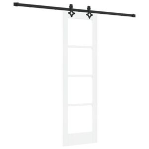 vidaXL Skjutd&ouml;rr Vit 61 x 198,5 cm Massivt talltr&auml; och glas