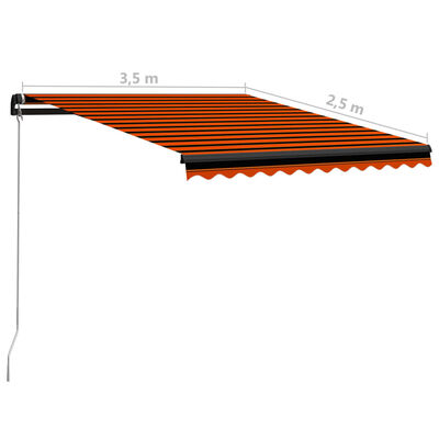 vidaXL Markis manuellt infällbar 350x250 cm orange och brun
